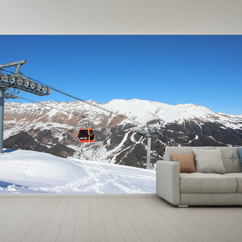 Modern Snowy Mountain Mural for Sitting Room Customized Wall Covering, Waterproofing