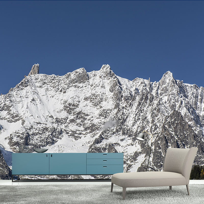 Modern Snowy Mountain Mural for Sitting Room Customized Wall Covering, Waterproofing