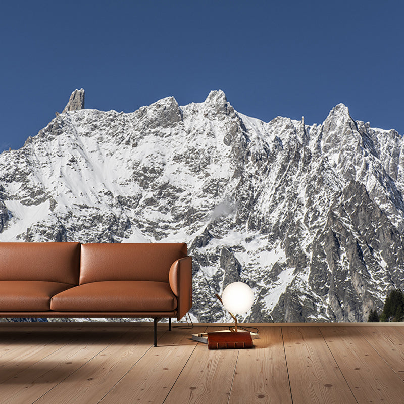 Modern Snowy Mountain Mural for Sitting Room Customized Wall Covering, Waterproofing