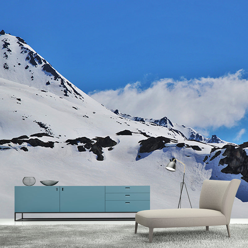 Snowy Mountain Wall Covering for Living Room Water Resistant, Custom-Print