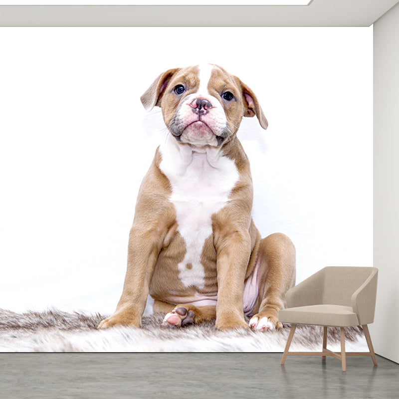 Lovely Dog Mural Wallpaper Water-Resistant Wall Covering for Accent Wall