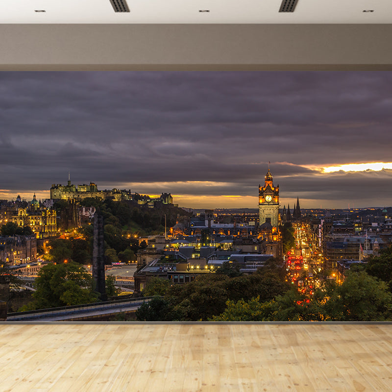 Modern City Scene Mural Decal Water Resistant Wall Covering, Made to Measure