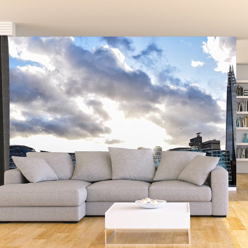 Modern City Scene Mural Decal Water Resistant Wall Covering, Made to Measure