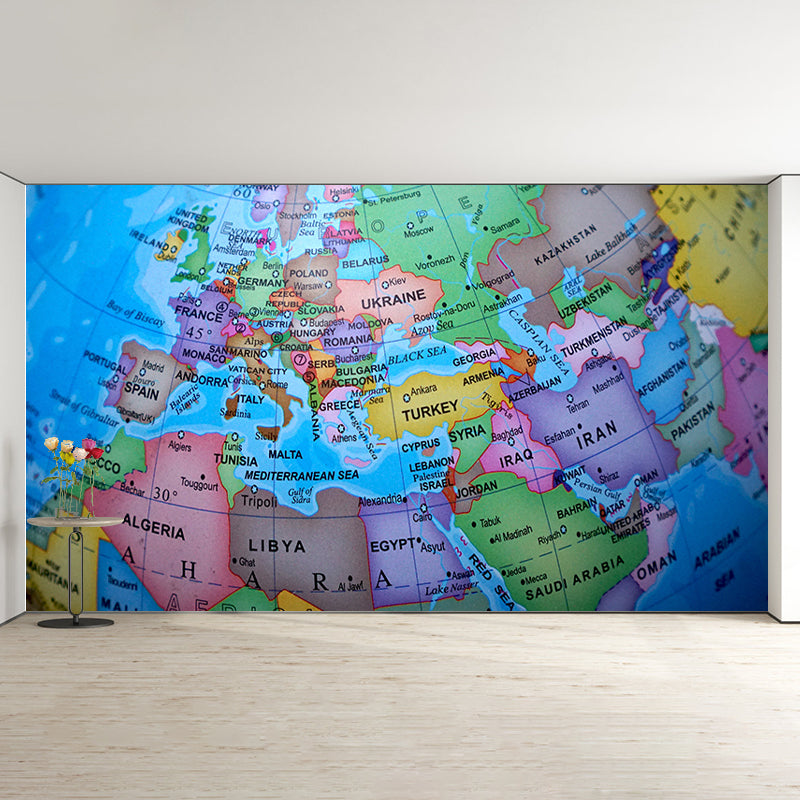 Contemporary Map Mural Wallpaper Home Decor Waterproofing Wall Covering, Full Size