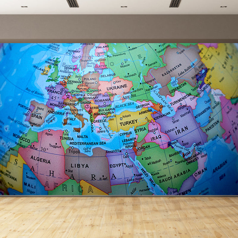 Contemporary Map Mural Wallpaper Home Decor Waterproofing Wall Covering, Full Size