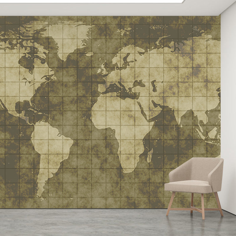 Contemporary Map Mural Wallpaper Home Decor Waterproofing Wall Covering, Full Size