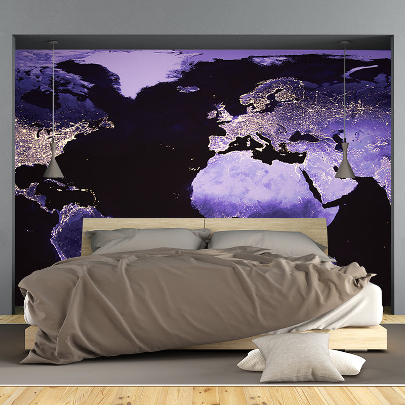 Contemporary Map Mural Wallpaper Home Decor Waterproofing Wall Covering, Full Size