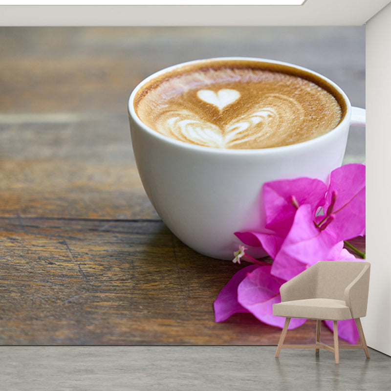 Mellow Coffee Modern Mural Stain Resistant Wall Covering for Coffee Shop