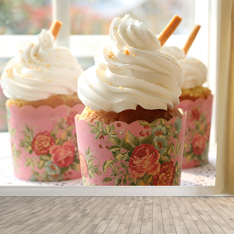 Cup Cake Mural Decal Stain Resistant Cake Shop Wall Covering, Personalised Size