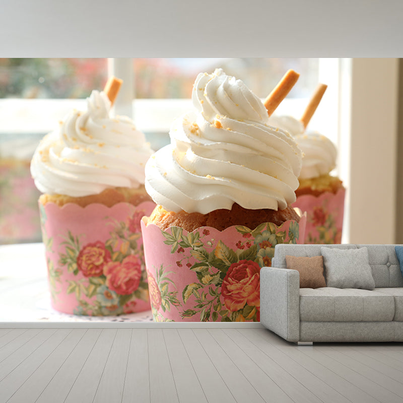 Cup Cake Mural Decal Stain Resistant Cake Shop Wall Covering, Personalised Size