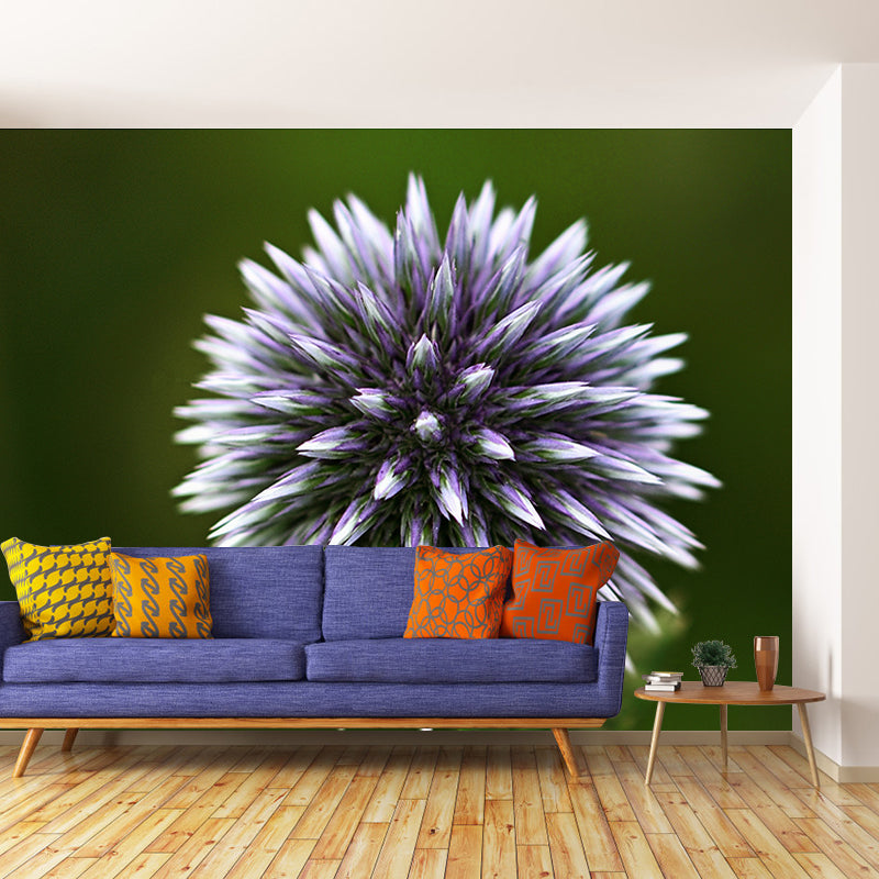 Globe Thistle Full Size Wall Covering for Living Room Plant Mural, Moisture-Resistant