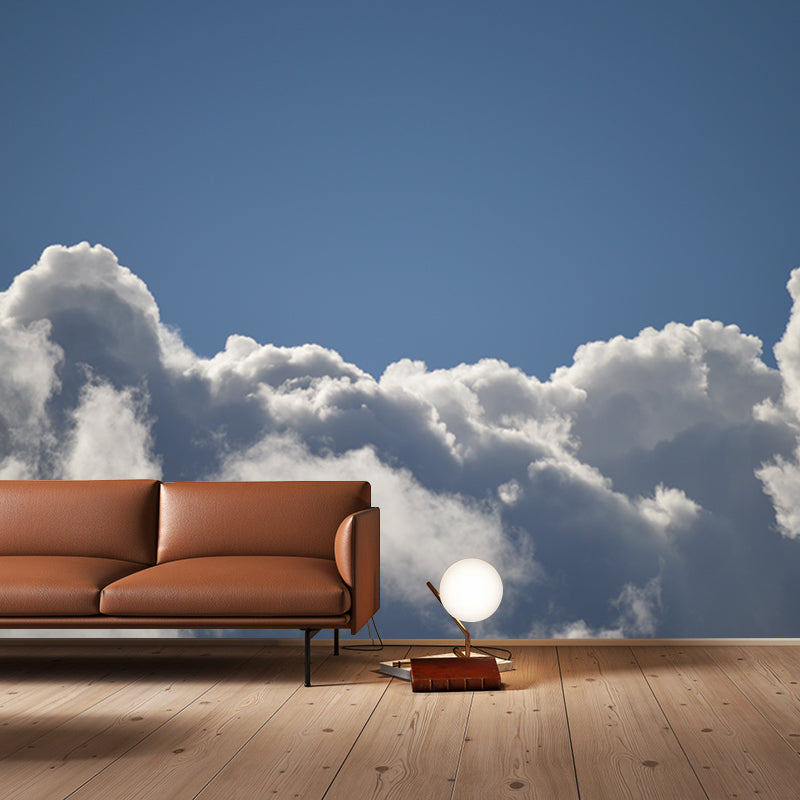 Clouds in Blue Sky Mural Waterproof Wall Decor for Meeting Room Gust Room