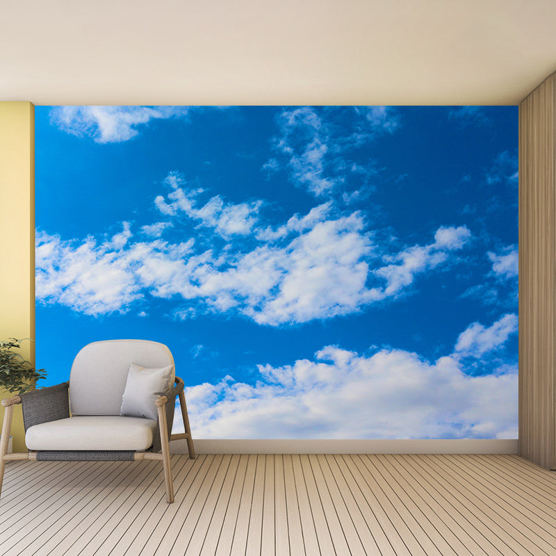 Clouds in Blue Sky Mural Waterproof Wall Decor for Meeting Room Gust Room