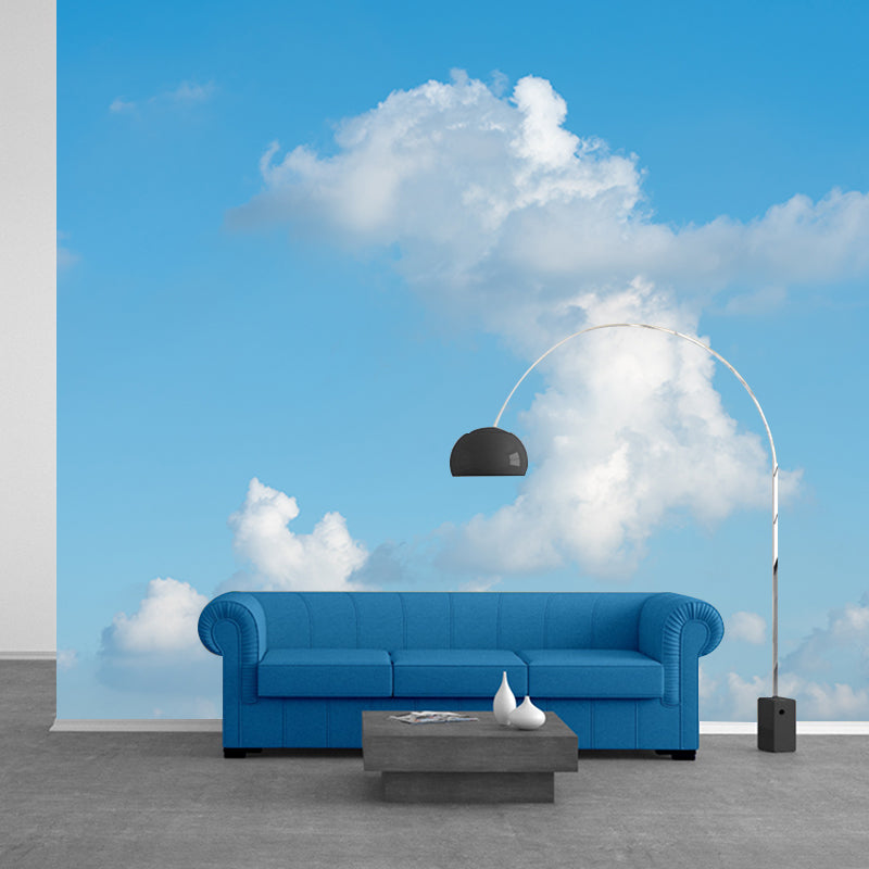 Beautiful Cloud Murals Modern Wall Decoration in Blue and White, Custom Made