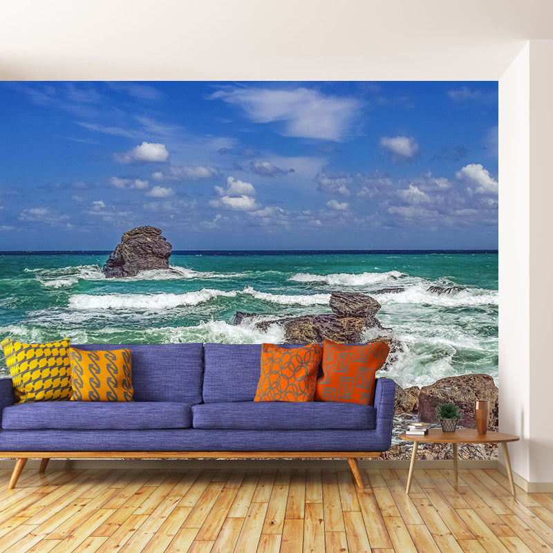 Romantic Aegean Sea Wallpaper Mural Contemporary Wall Covering Bathroom Floor Murals