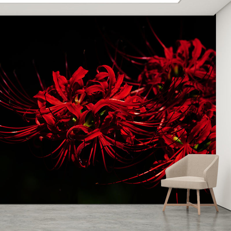 Beautiful Higan-Flower Wall Covering for Living Room Contemporary Moisture-Resistant Mural