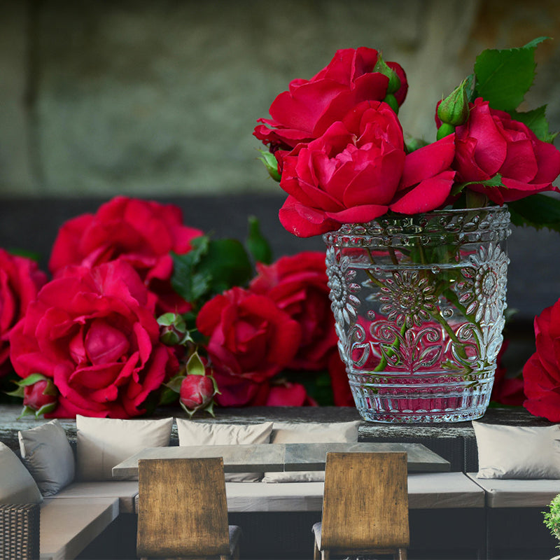 Beautiful Roses Wall Covering for Living Room Contemporary Moisture-Resistant Mural