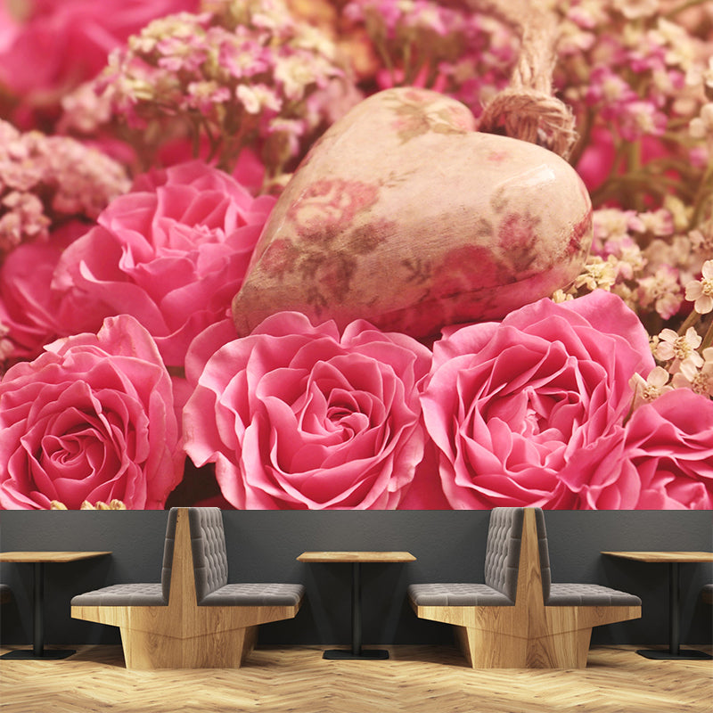 Beautiful Roses Wall Covering for Living Room Contemporary Moisture-Resistant Mural