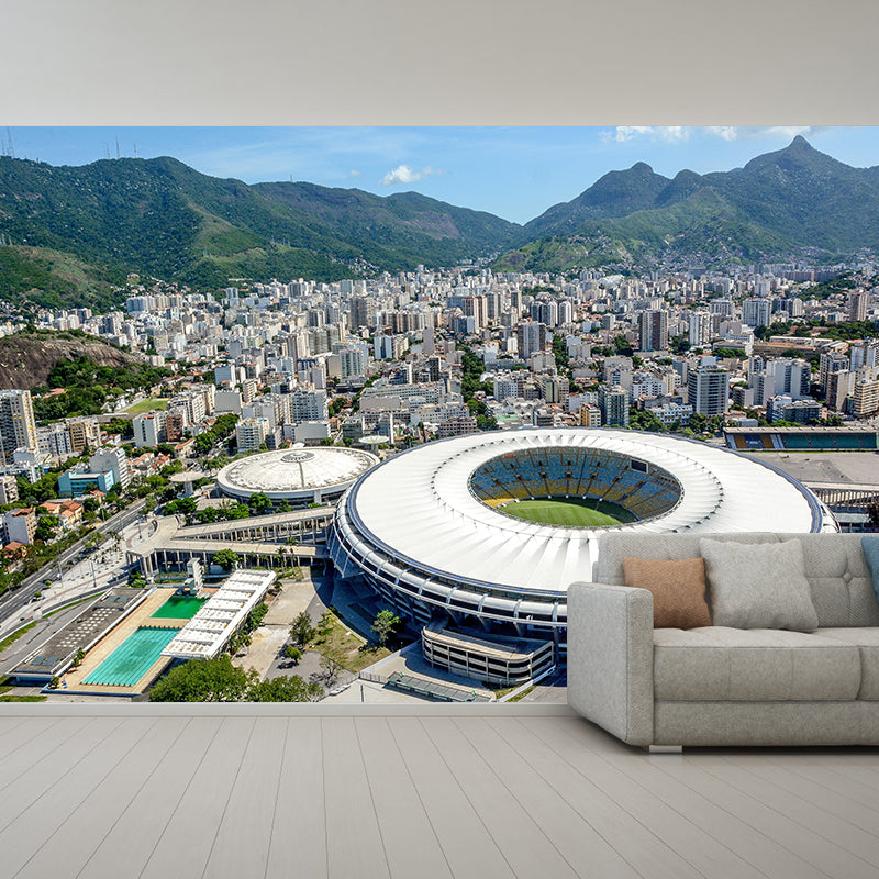 Photography City View Mural Decal Mildew Resistant Wall Covering for Decoration