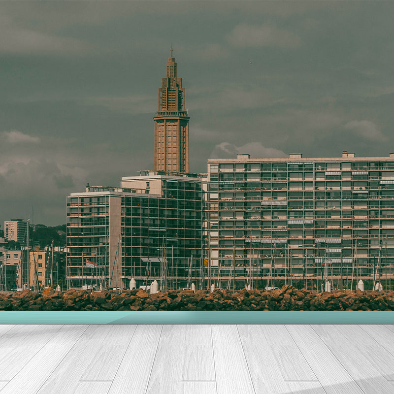 Simple City Building Wall Covering Murals Vinly Home Art Decoration, Waterproofing