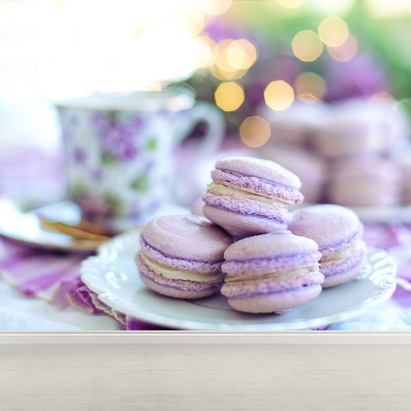 Macaron Dessert Wall Mural Decal for Dessert Shop Stain-Resistant, Custom-Made