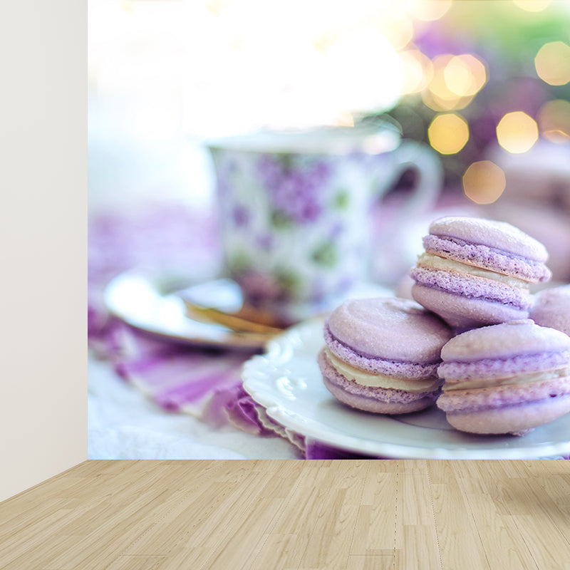Macaron Dessert Wall Mural Decal for Dessert Shop Stain-Resistant, Custom-Made