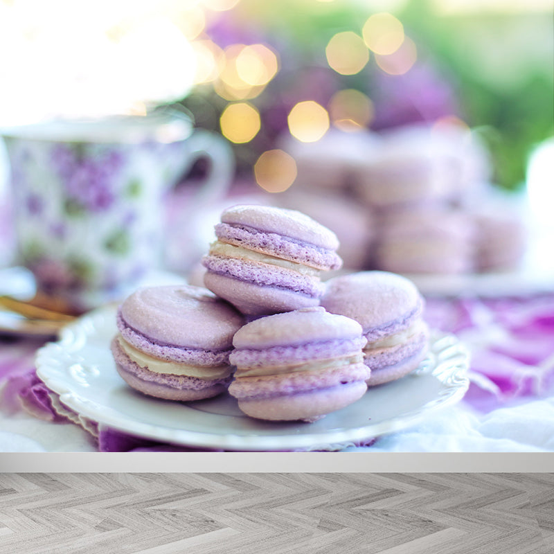 Macaron Dessert Wall Mural Decal for Dessert Shop Stain-Resistant, Custom-Made