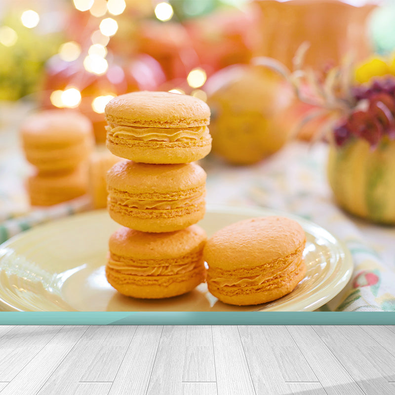 Macaron Dessert Wall Mural Decal for Dessert Shop Stain-Resistant, Custom-Made