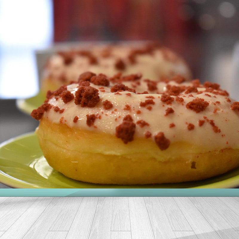 Tasty Donut Wall Mural Decal for Dessert Shop Moisture Resistant, Custom-Made