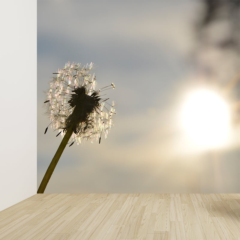 White Plant Modernist Wall Mural Decal Stain Resistant, Made to Measure