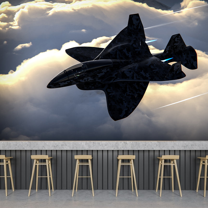 3D Airplane Minimalistic Moisture Resistant Meeting Room Wall Art, Washable