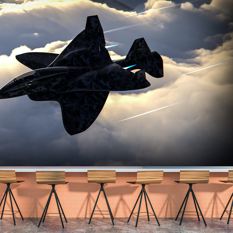 3D Airplane Minimalistic Moisture Resistant Meeting Room Wall Art, Washable