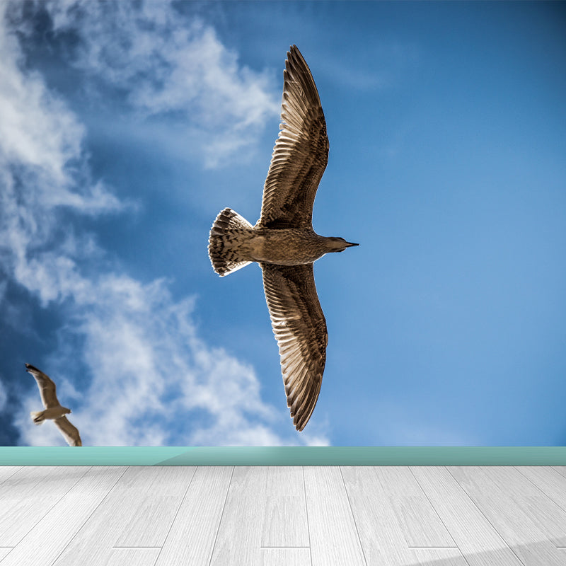Seagull Wall Paper Murals for Home Blue and White, Custom Size Available