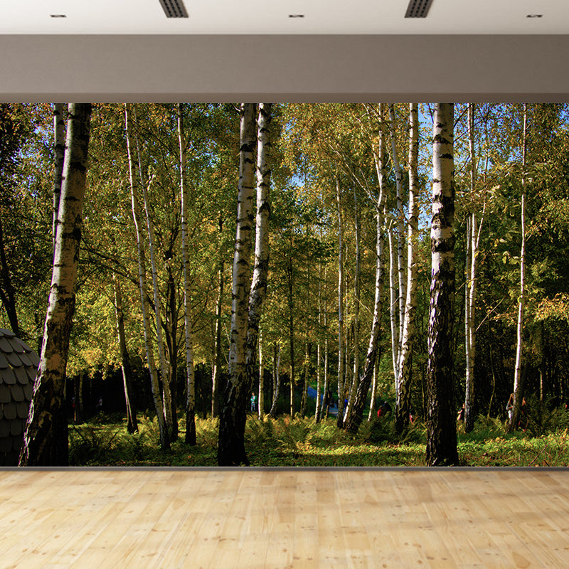 Forest Tree Wall Mural Modern Water Resistant Wall Decor in Soft Color