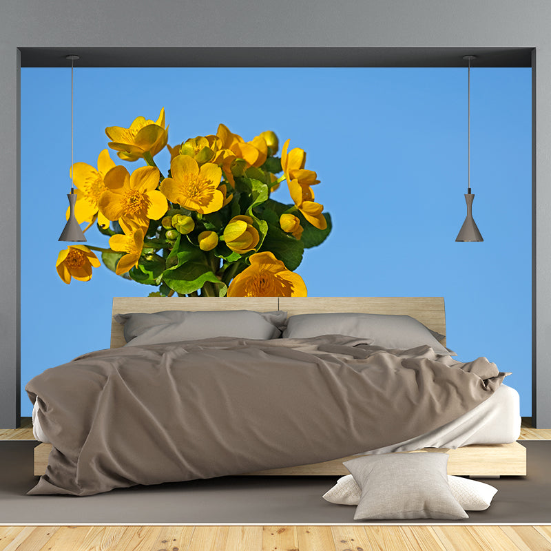 Beautiful Flower Mural Wallpaper Stain Resistant for Sleeping Room, Custom-Made