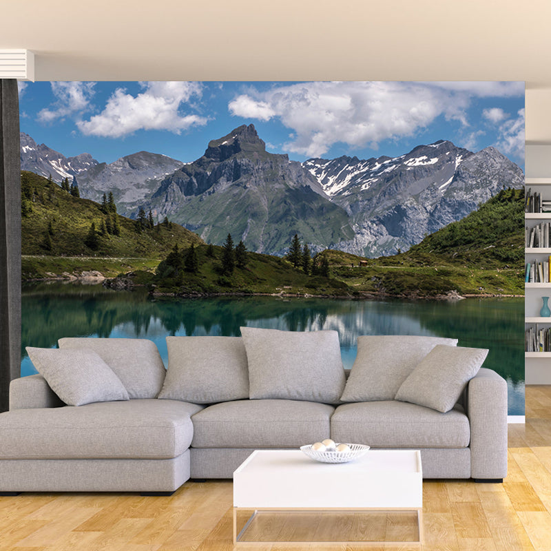 Photography Snowy Mountain Mural Wallpaper for Guest Room Decor, Made to Measure