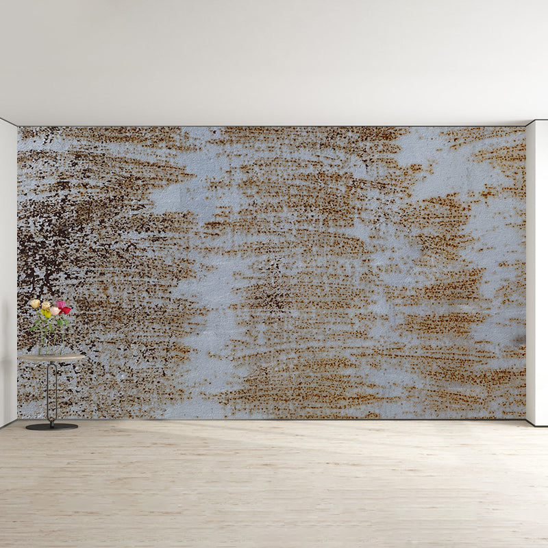 Rusty Metal Mural Wallpaper Stain Resistant in Dark Color, Personalized