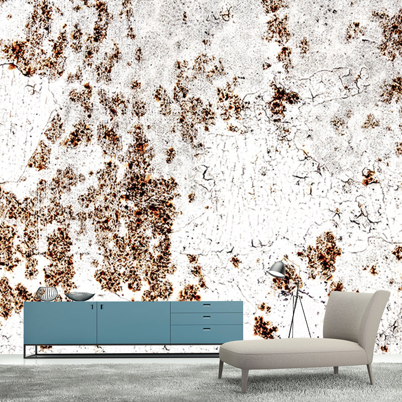 Rusty Metal Mural Wallpaper Stain Resistant in Dark Color, Personalized