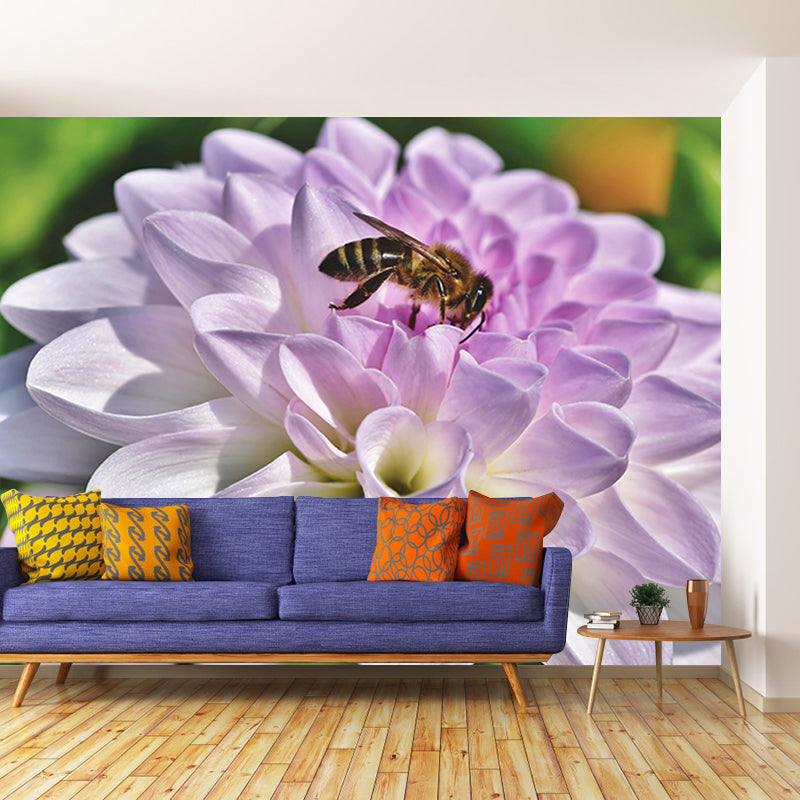 Minimalism Style Flower Mural Modern Smooth Wall Covering for Sleeping Room