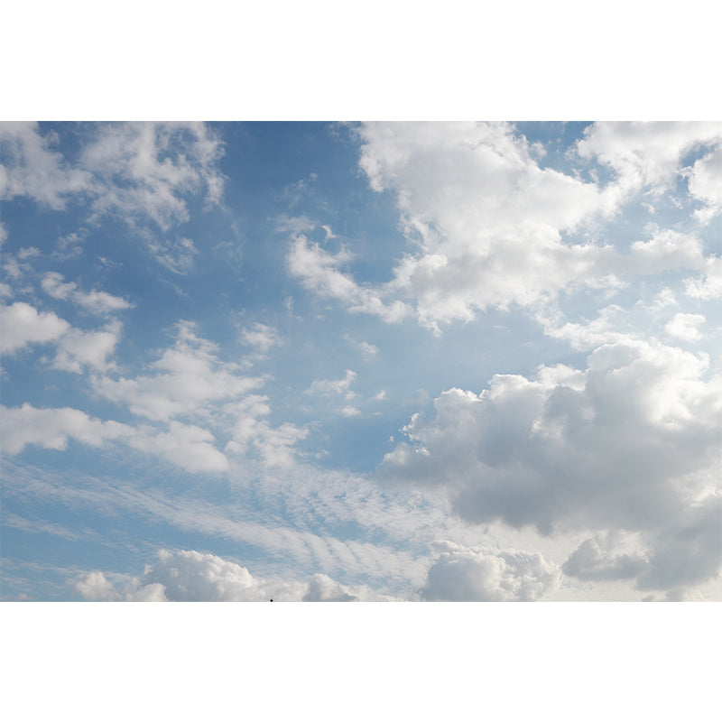 Sky Blue Mural Wallpaper Water Resistant Wall Covering for Living Room