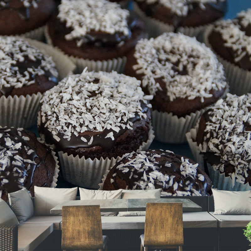 Delicious Muffins Mural Modern Dessert Shop Wall Covering Water Resistant, Custom-Made