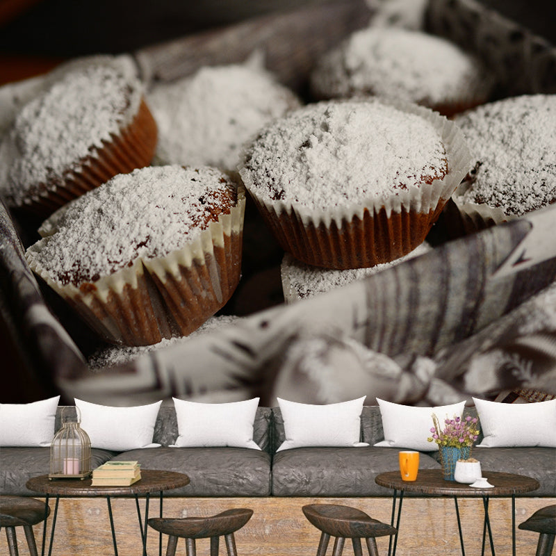 Muffins Cake Mural Wallpaper Washable Wall Decoration for Dessert Shop