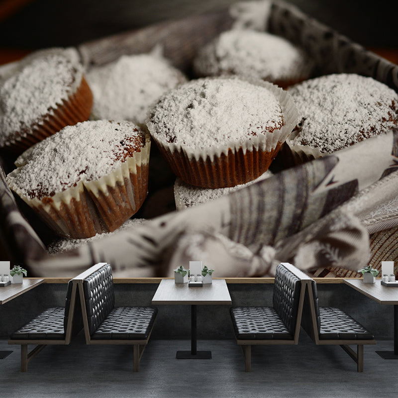 Muffins Cake Mural Wallpaper Washable Wall Decoration for Dessert Shop