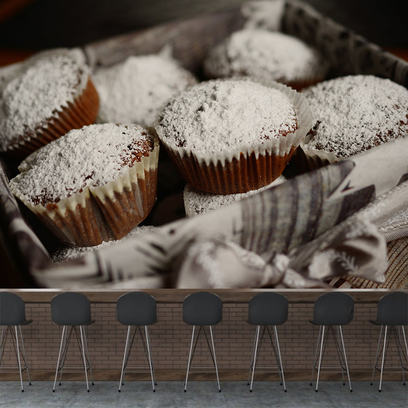 Muffins Cake Mural Wallpaper Washable Wall Decoration for Dessert Shop