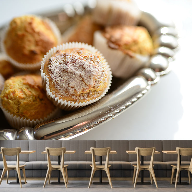Muffins Cake Mural Wallpaper Washable Wall Decoration for Dessert Shop