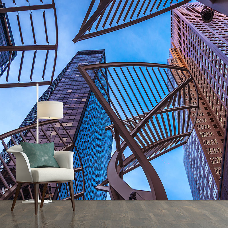 Canada Urban Architecture Mural Wallpaper Stain-Proofing Wall Art for Meeting Room