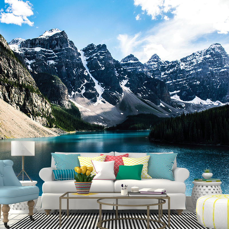 Magnificent Mountain View Removable Wall Mural Moisture Resistant for Sitting Room