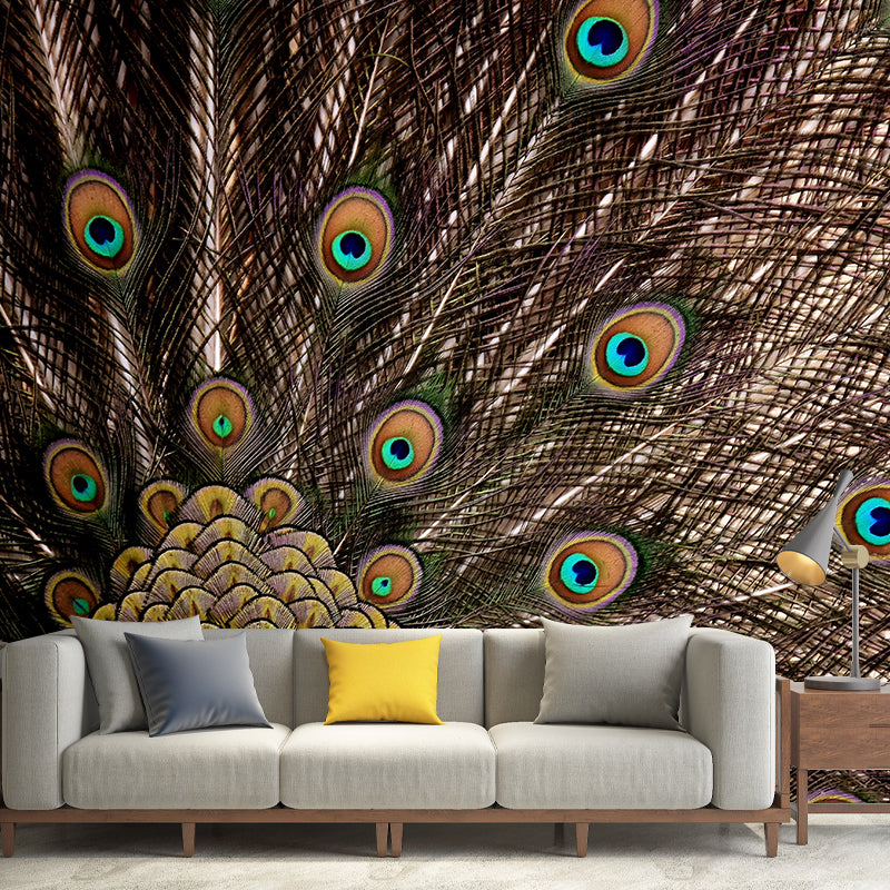 Beautiful Peacock Feather Wallpaper Mural Water Resistant Girls Bedroom Wall Decor