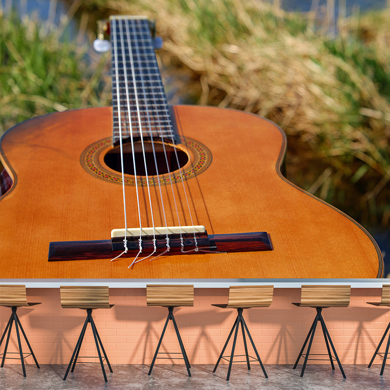 Guitar Water Resistant Mural Modern Washable Living Room Wall Art, Custom Print