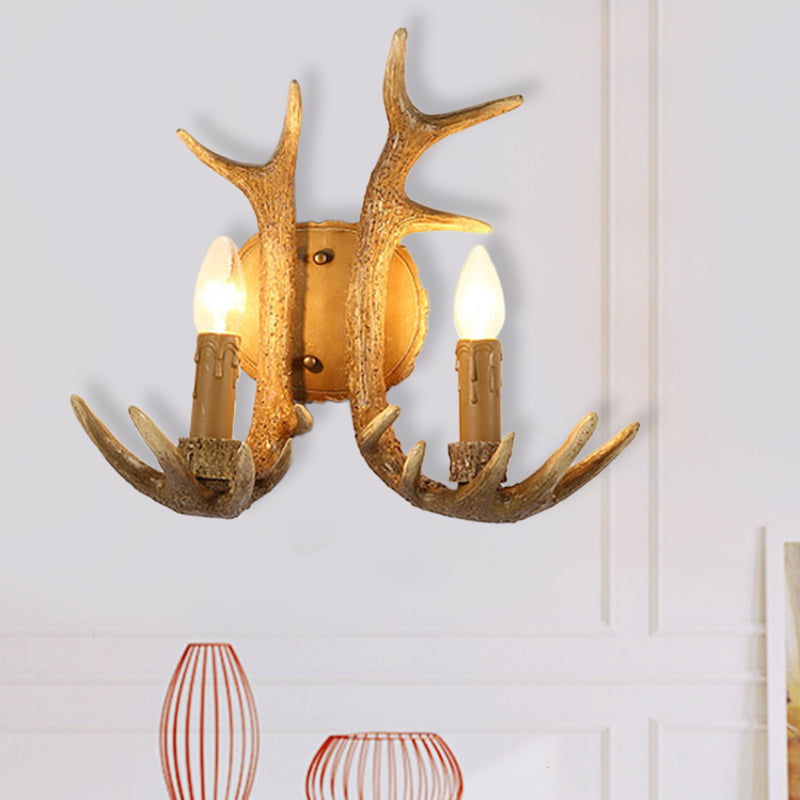 Kerze Innenleuchte Lampe Traditionelle Harz 2-Licht-Holzwandleuchte